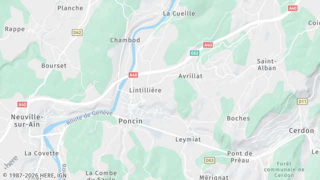 Carte de la zone d'intervention à Poncin
