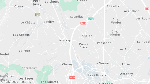 Carte de la zone d'intervention à Cornier