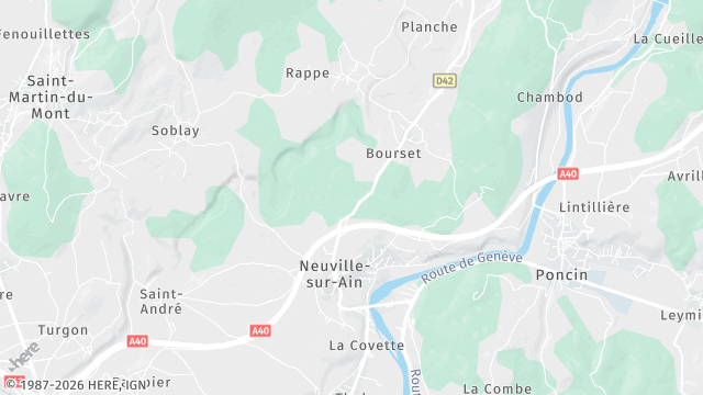 Carte de la zone d'intervention à Neuville-sur-Ain