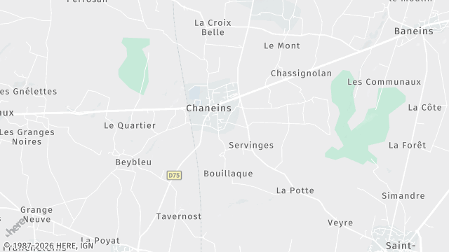 Carte de la zone d'intervention à Chaneins
