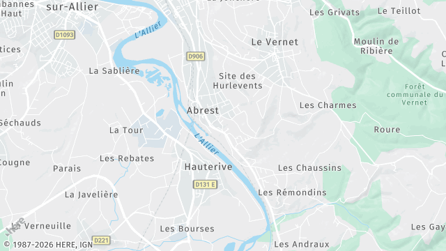 Carte de la zone d'intervention à Abrest