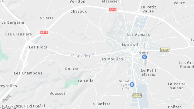 Carte de la zone d'intervention à Gannat