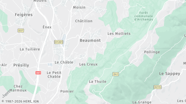 Carte de la zone d'intervention à Beaumont