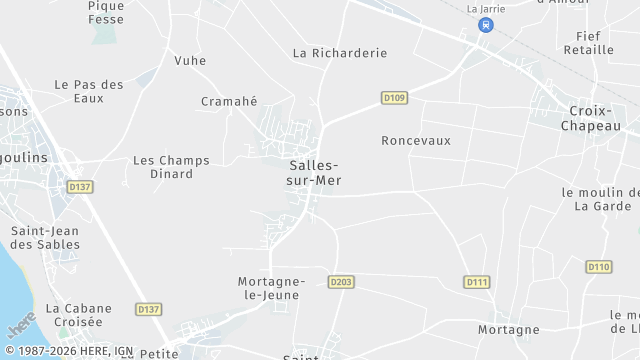 Carte de la zone d'intervention à Salles-sur-Mer