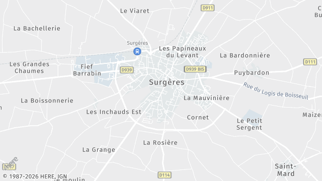 Carte de la zone d'intervention à Surgères