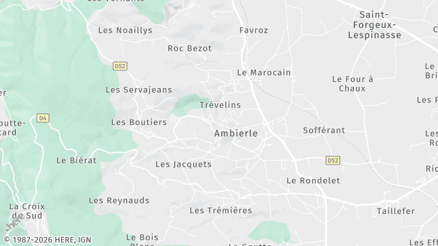 Carte de la zone d'intervention à Ambierle
