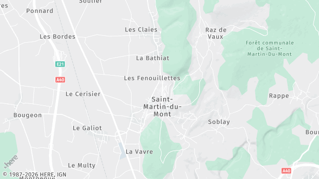 Carte de la zone d'intervention à Saint-Martin-du-Mont