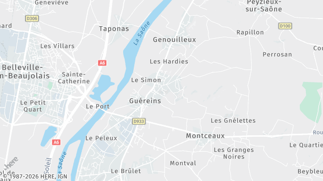Carte de la zone d'intervention à Guéreins