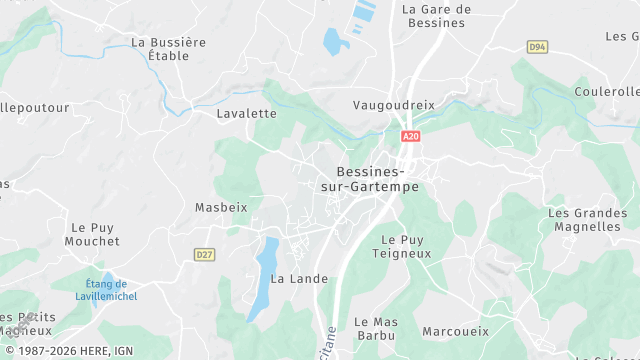 Carte de la zone d'intervention à Bessines-sur-Gartempe