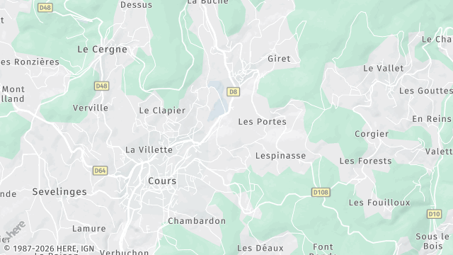 Carte de la zone d'intervention à Cours