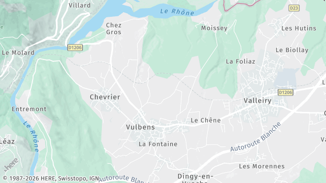 Carte de la zone d'intervention à Vulbens
