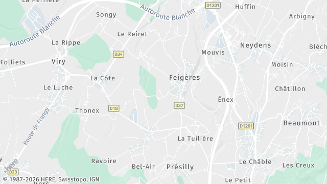 Carte de la zone d'intervention à Feigères