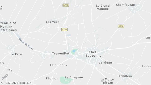 Carte de la zone d'intervention à Chef-Boutonne