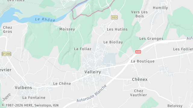 Carte de la zone d'intervention à Valleiry