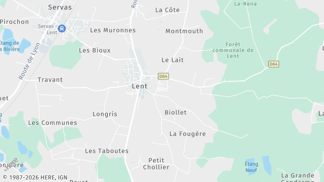 Carte de la zone d'intervention à Lent