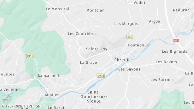 Carte de la zone d'intervention à Ébreuil