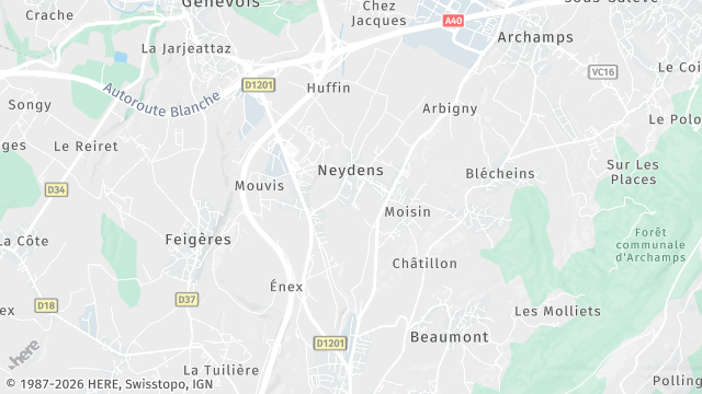 Carte de la zone d'intervention à Neydens