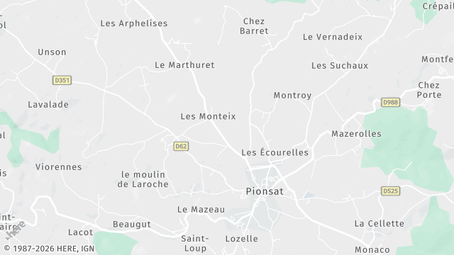 Carte de la zone d'intervention à Pionsat