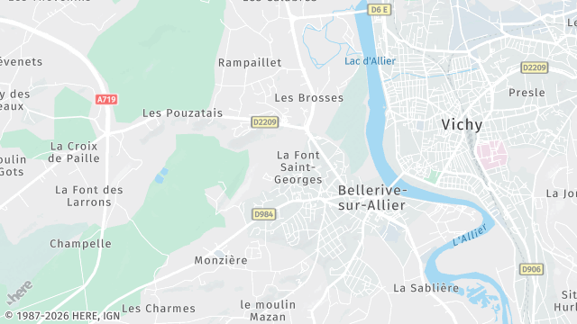 Carte de la zone d'intervention à Bellerive-sur-Allier