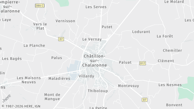Carte de la zone d'intervention à Châtillon-sur-Chalaronne