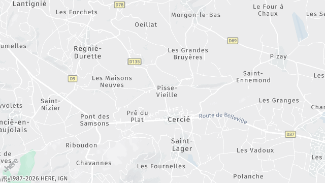 Carte de la zone d'intervention à Cercié