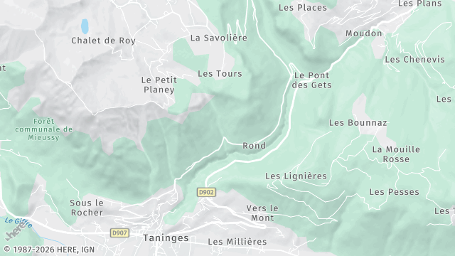 Carte de la zone d'intervention à Taninges