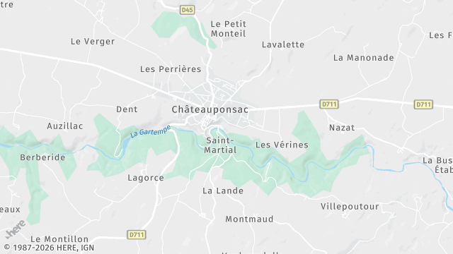 Carte de la zone d'intervention à Châteauponsac