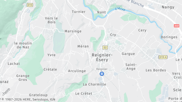 Carte de la zone d'intervention à Reignier-Ésery