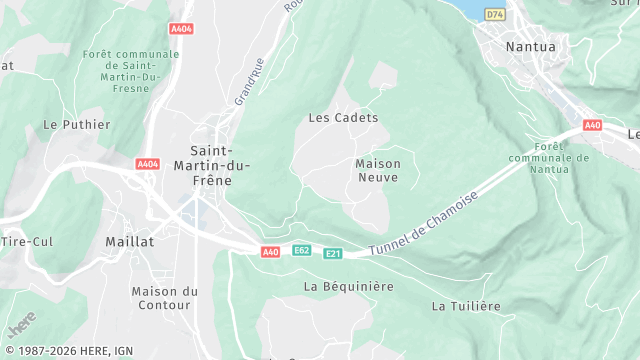Carte de la zone d'intervention à Saint-Martin-du-Frêne