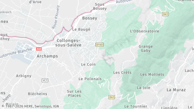 Carte de la zone d'intervention à Collonges-sous-Salève