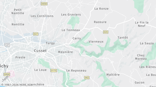 Carte de la zone d'intervention à Cusset