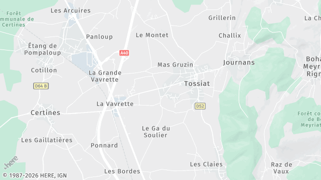 Carte de la zone d'intervention à Tossiat