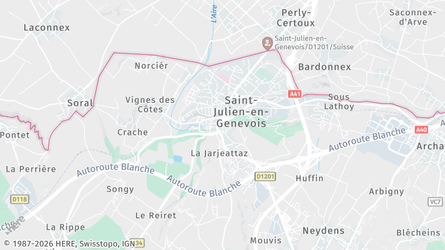 Carte de la zone d'intervention à Saint-Julien-en-Genevois