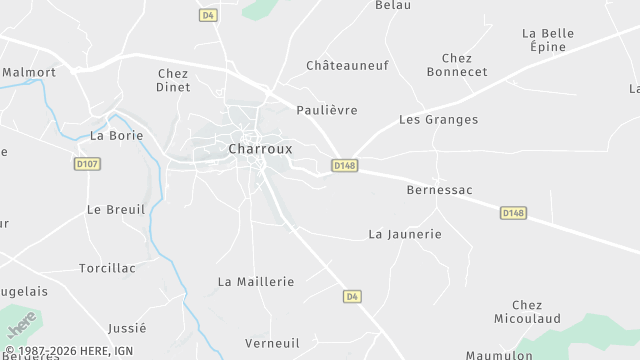 Carte de la zone d'intervention à Charroux