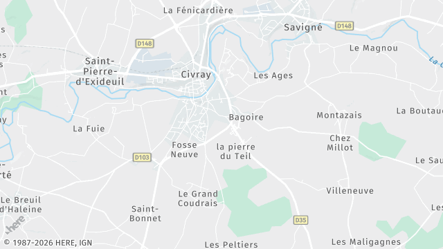 Carte de la zone d'intervention à Civray