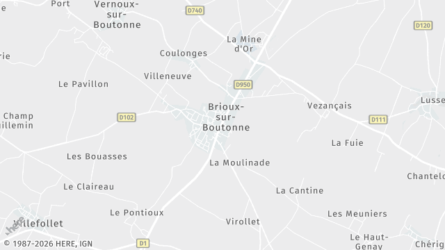 Carte de la zone d'intervention à Brioux-sur-Boutonne