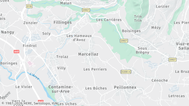 Carte de la zone d'intervention à Marcellaz