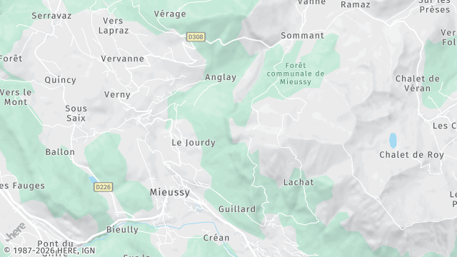 Carte de la zone d'intervention à Mieussy