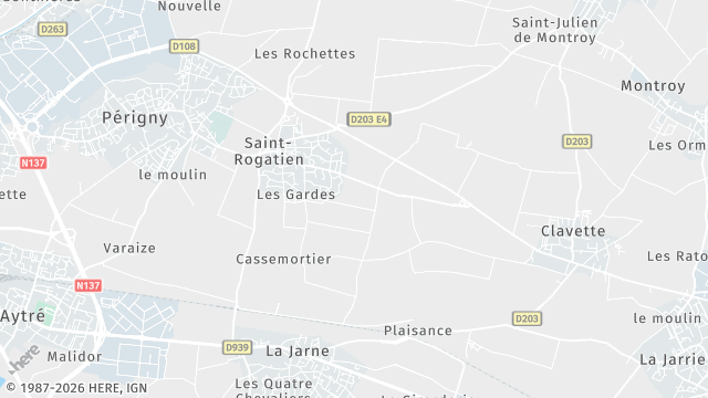 Carte de la zone d'intervention à Saint-Rogatien