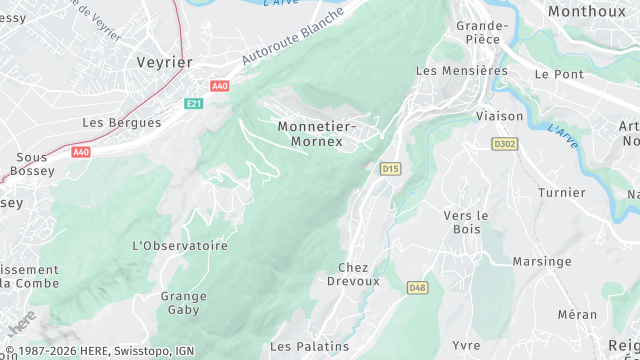 Carte de la zone d'intervention à Monnetier-Mornex