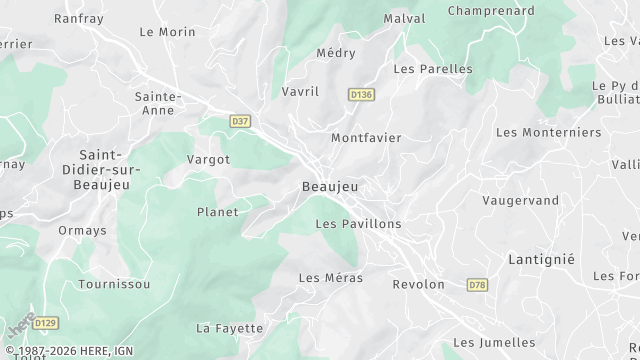 Carte de la zone d'intervention à Beaujeu