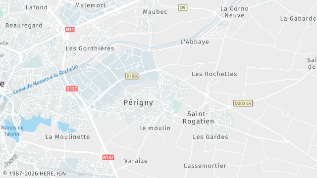 Carte de la zone d'intervention à Périgny