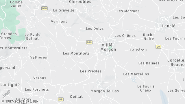 Carte de la zone d'intervention à Villié-Morgon