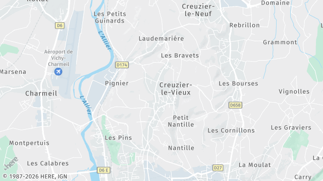 Carte de la zone d'intervention à Creuzier-le-Vieux