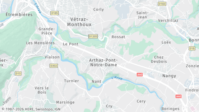 Carte de la zone d'intervention à Arthaz-Pont-Notre-Dame