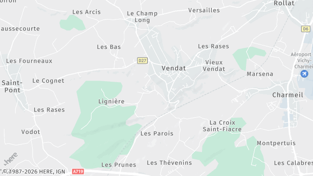 Carte de la zone d'intervention à Vendat