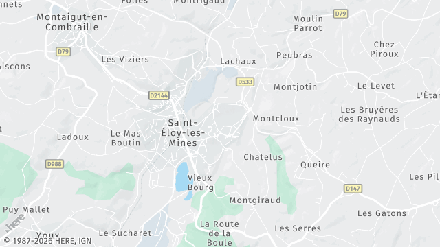 Carte de la zone d'intervention à Saint-Éloy-les-Mines