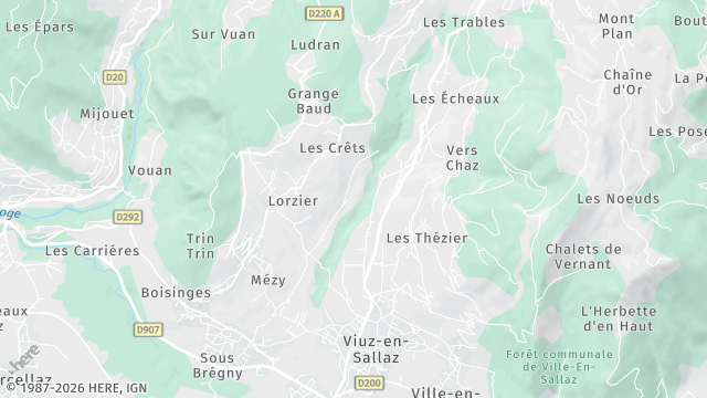 Carte de la zone d'intervention à Viuz-en-Sallaz