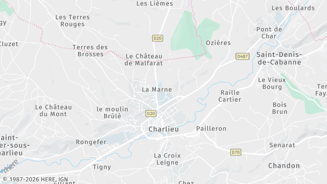 Carte de la zone d'intervention à Charlieu