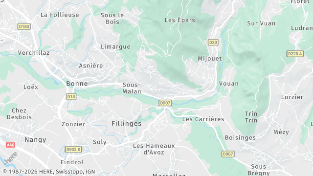 Carte de la zone d'intervention à Fillinges